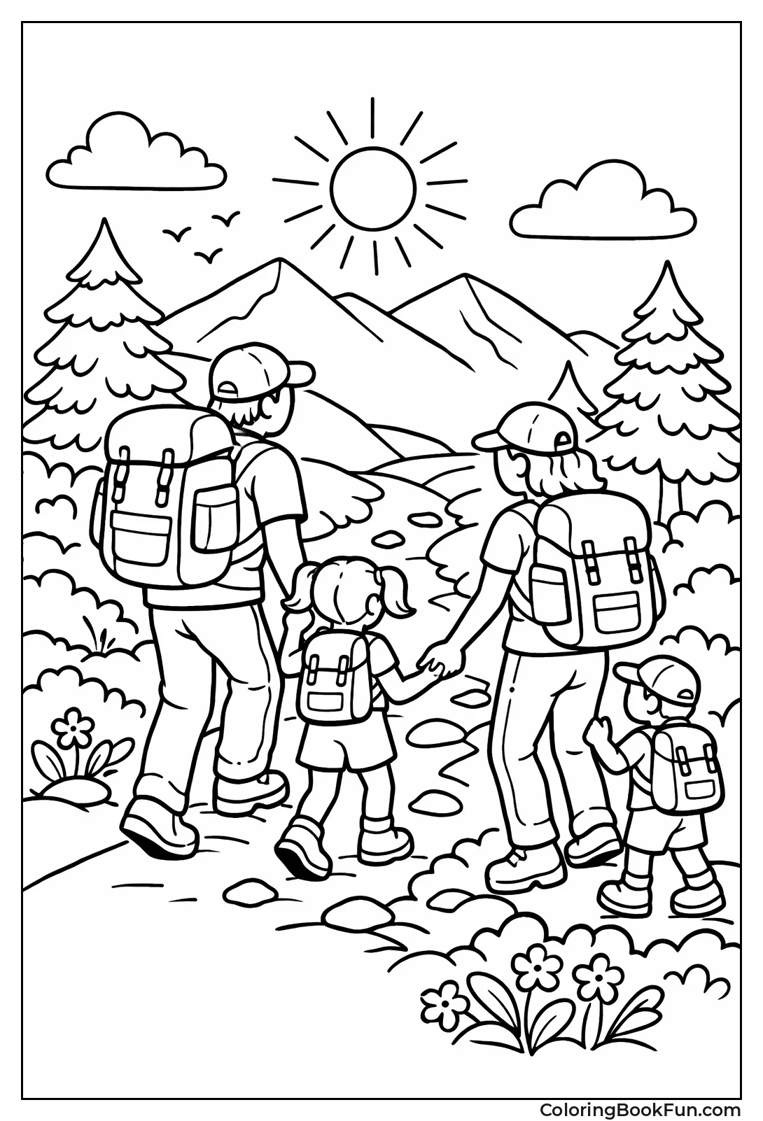 Family Hiking Mountain Trail