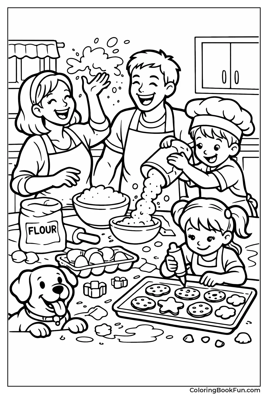 Family Baking Messy Cookies