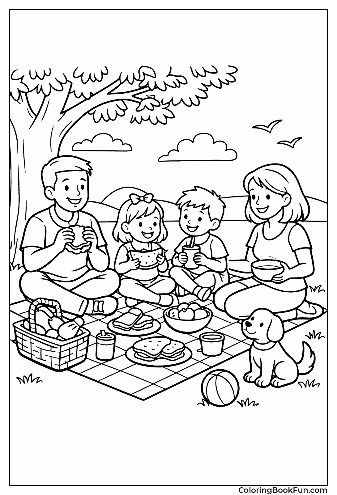 Family Picnicking under Tree