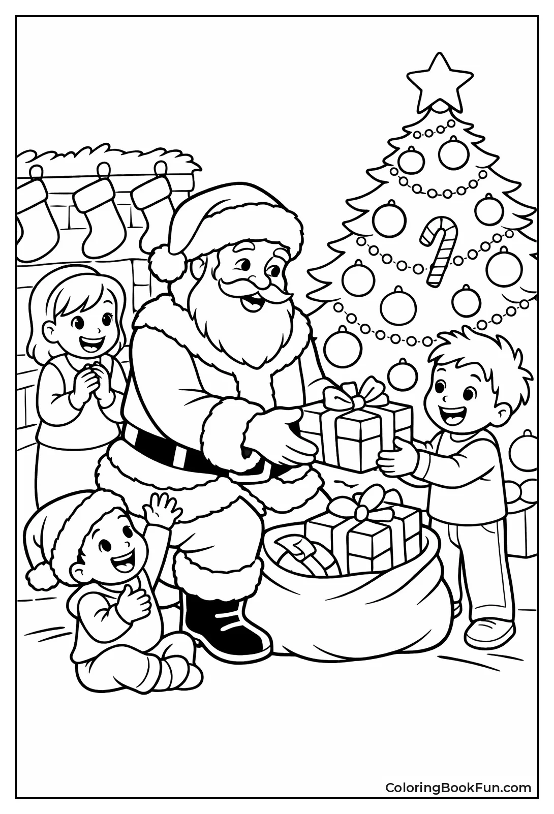 Santa Giving Gifts to Kids