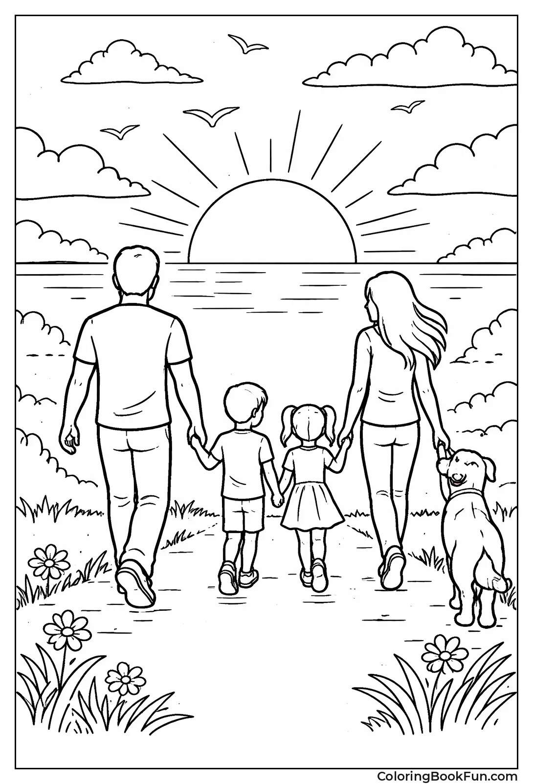 Family Silhouettes at Sunset