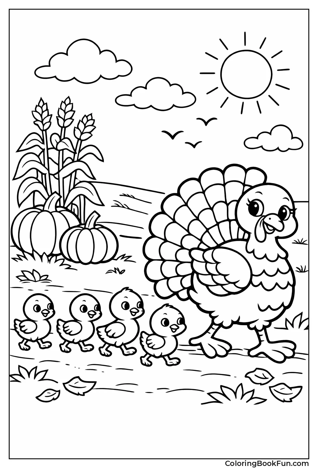 Mama Turkey and Poults