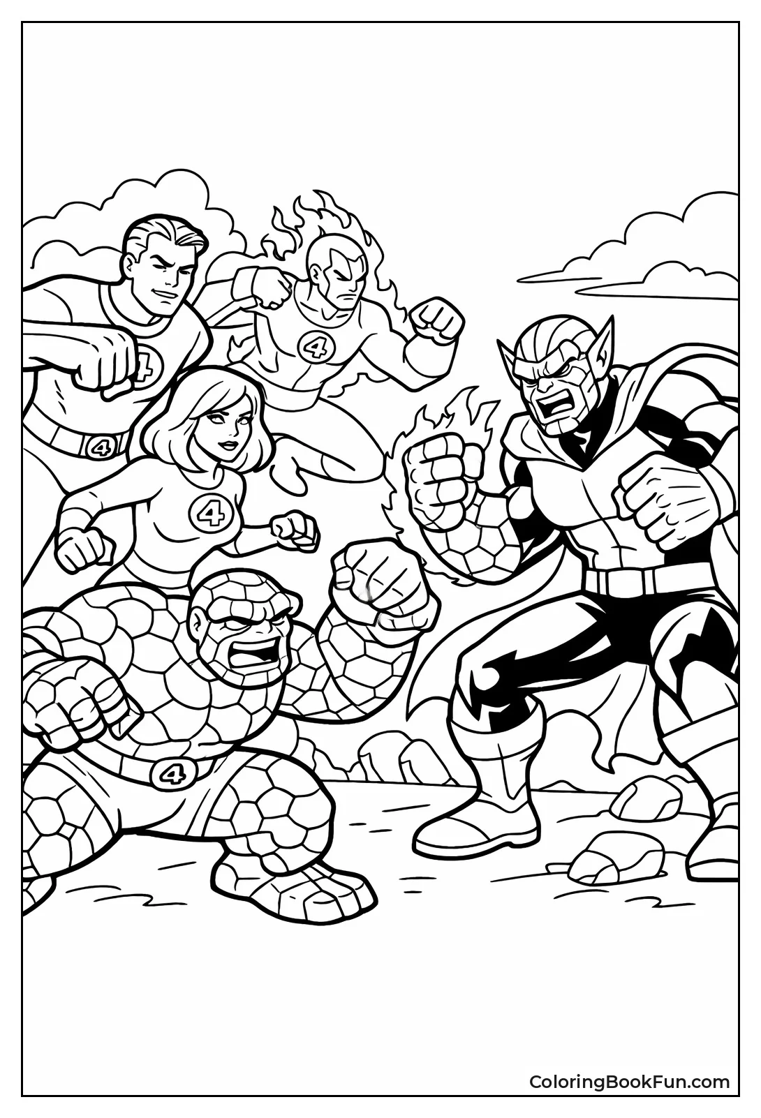 Fantastic Four Fights Super-Skrull