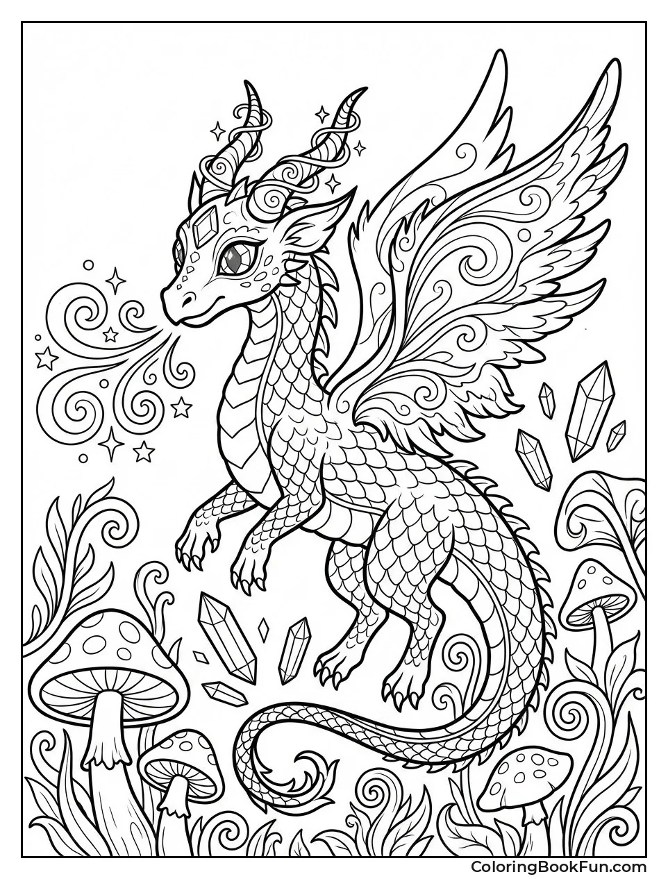 Fantasy Dragon with Magic Horns