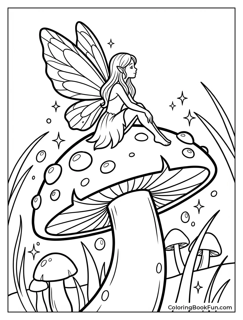Fairy Perched on Mushroom