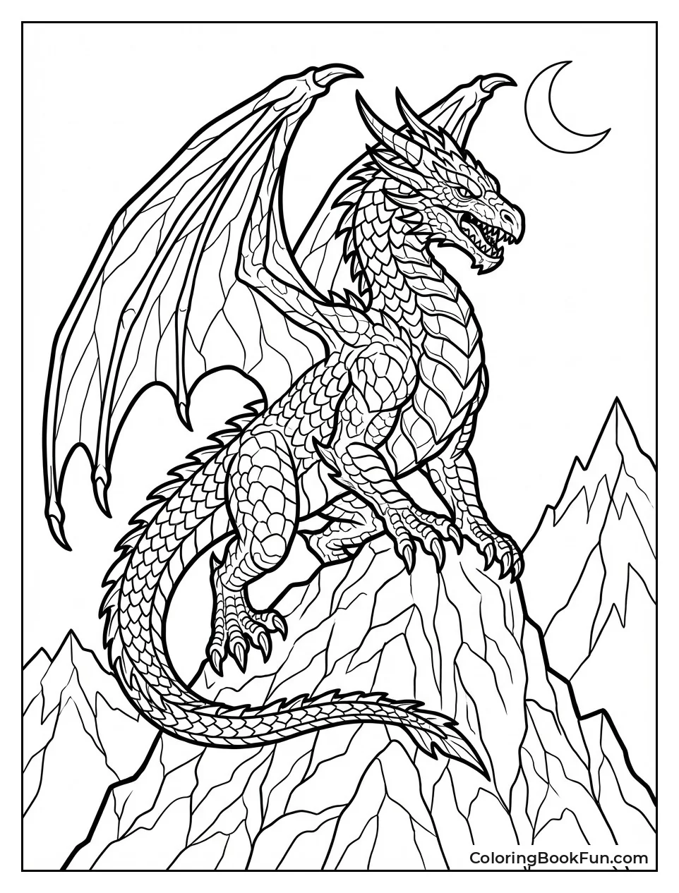 Fierce Dragon on Mountain Peak