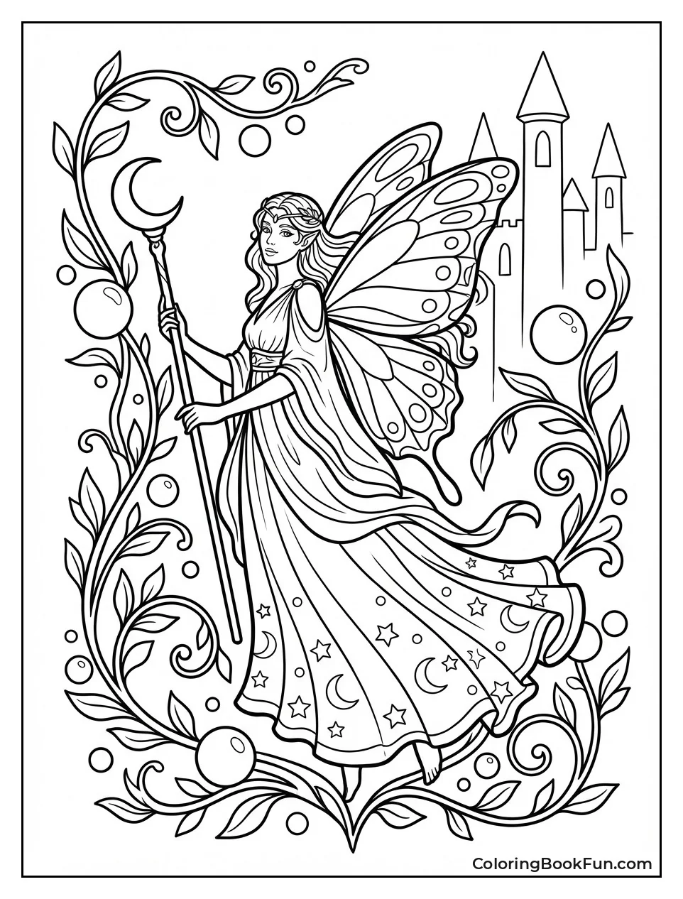 Fairy Goddess Holds Star Staff