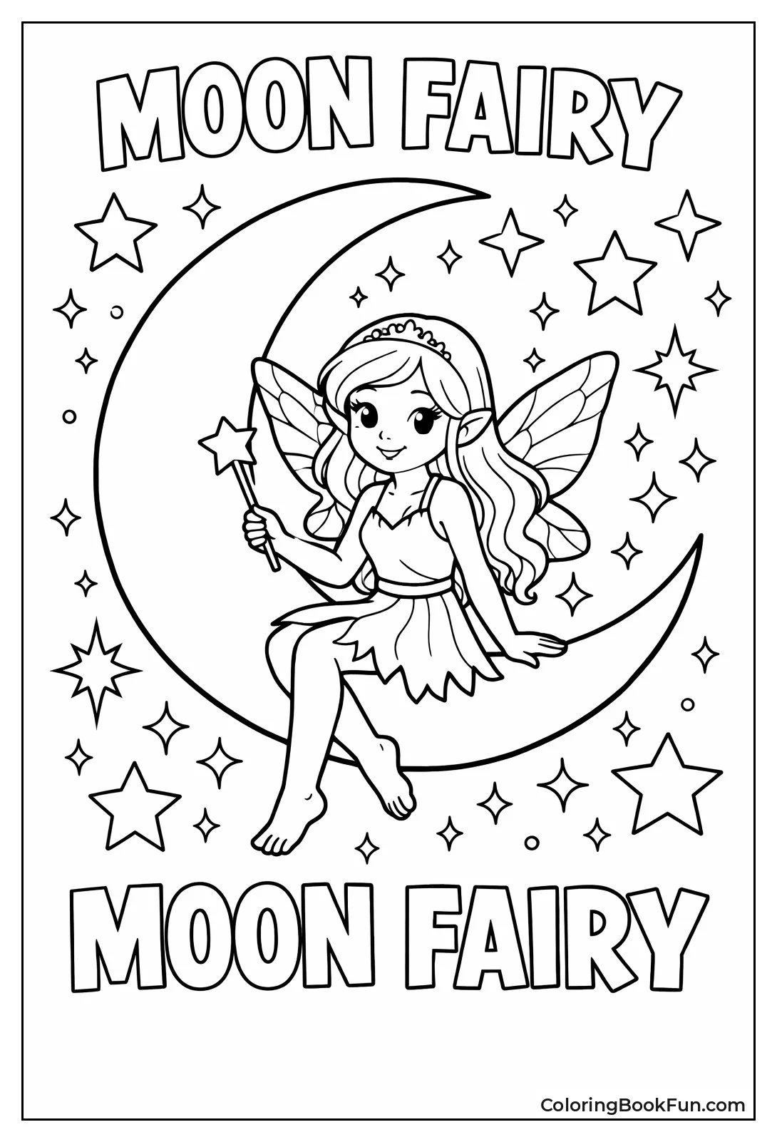 Fairy Sits on Crescent Moon