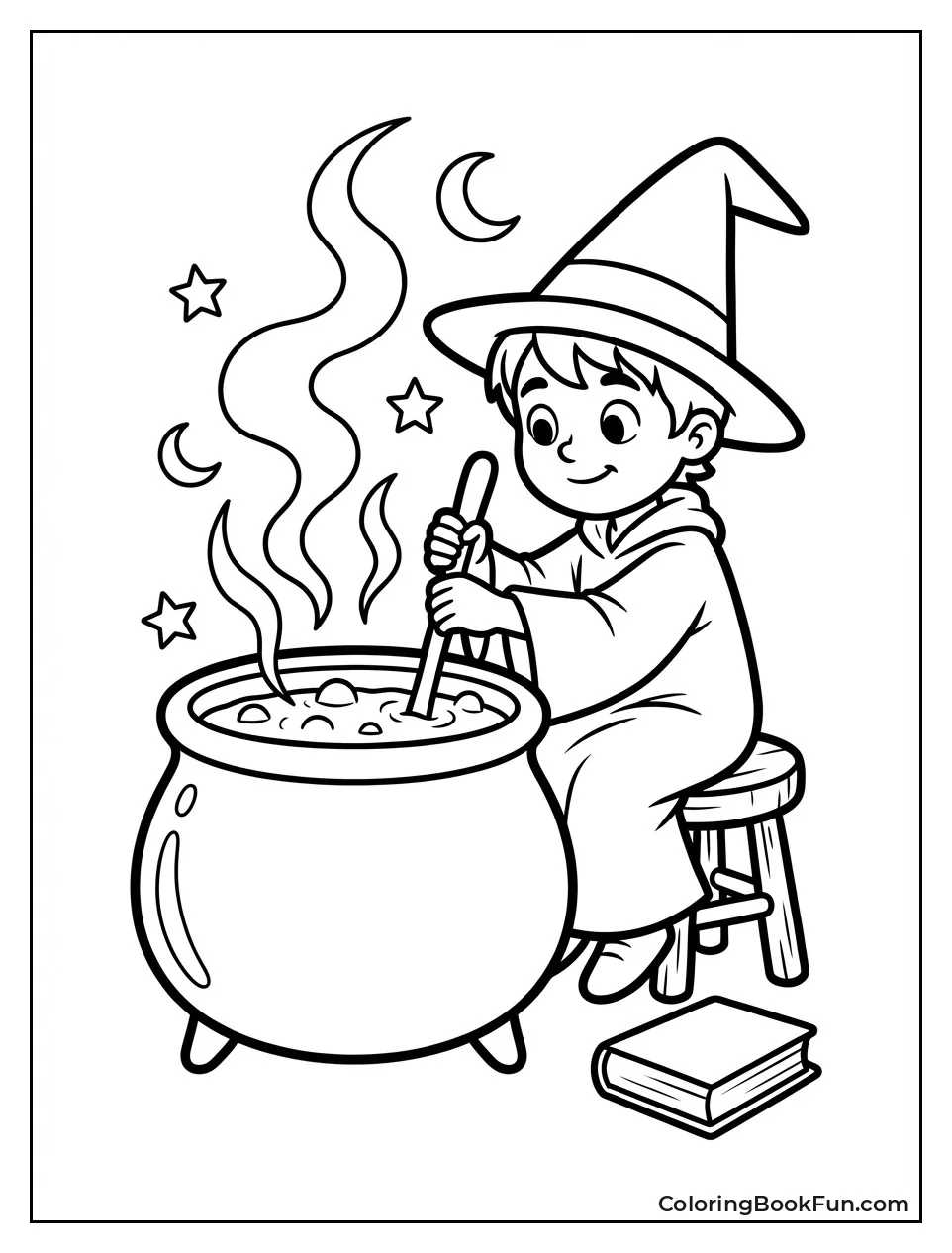 Wizard Stirs Colorful Potion