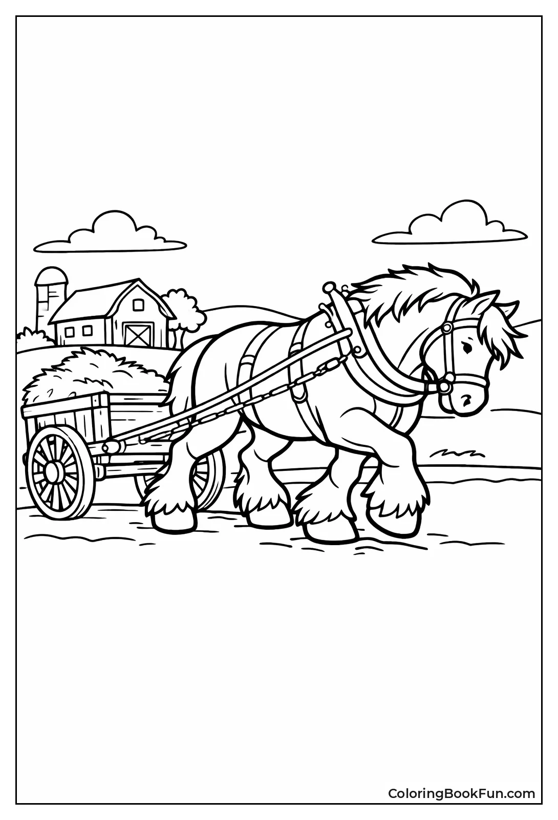 Draft Horse Pulling Wagon