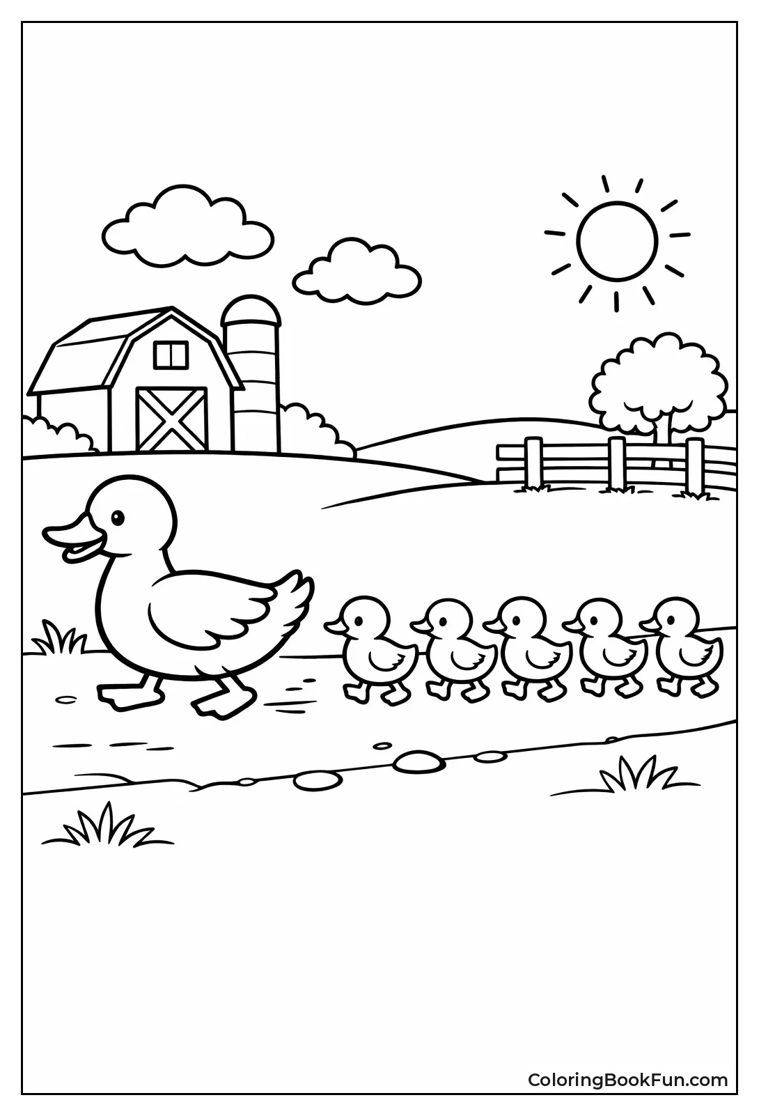 Duckling Parade Following Mom