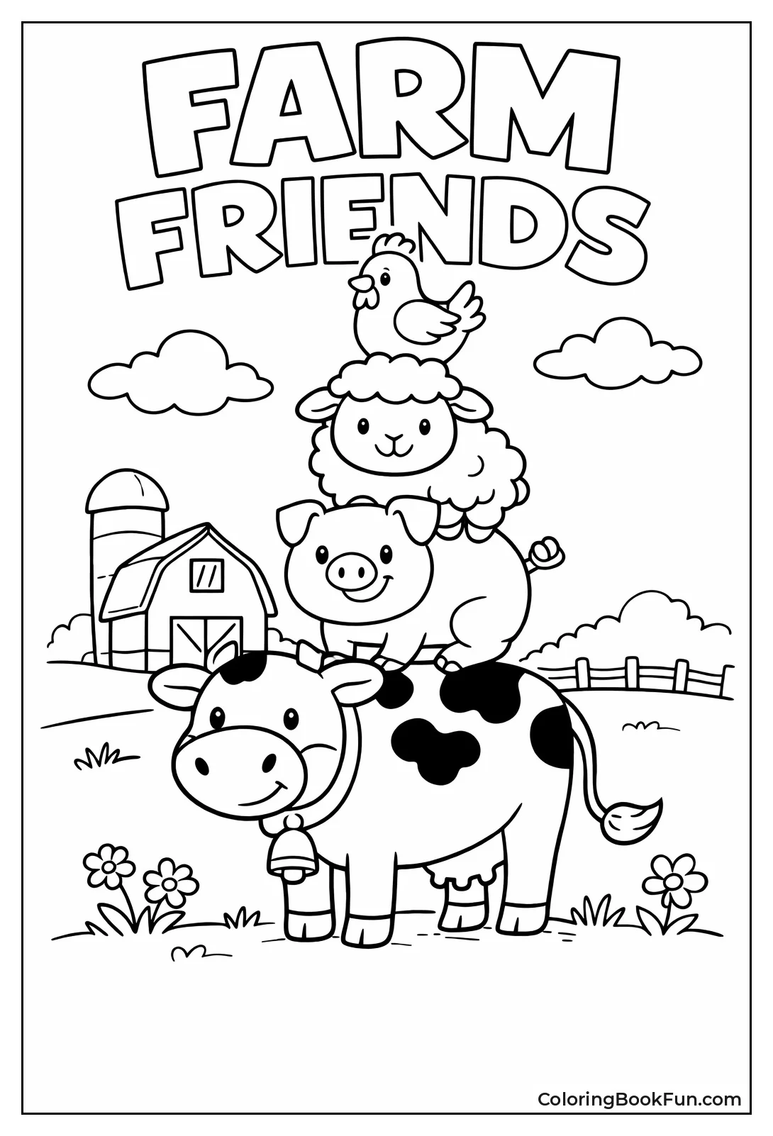 Stacked Farm Animals Tower