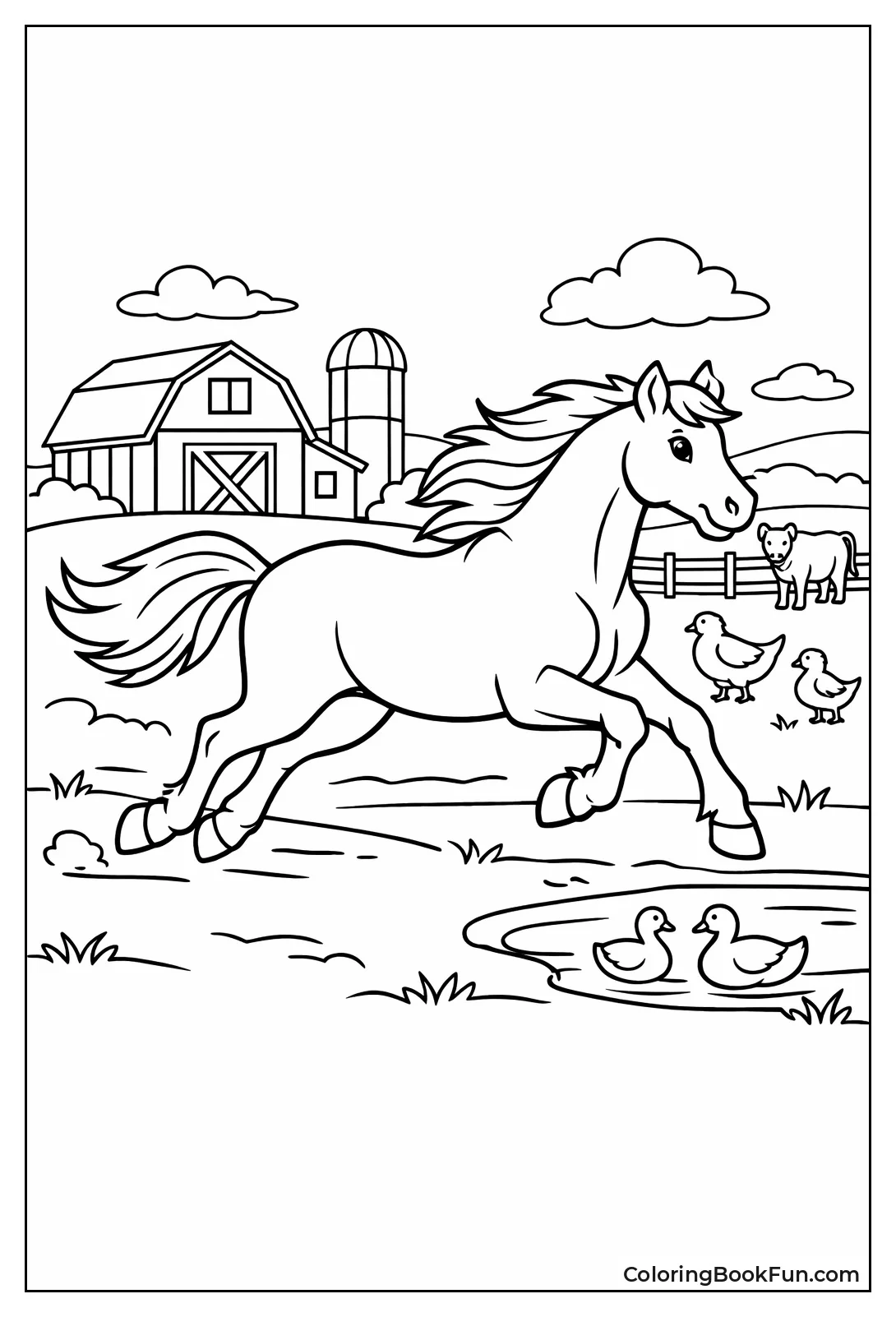 Galloping Horse Flowing Mane