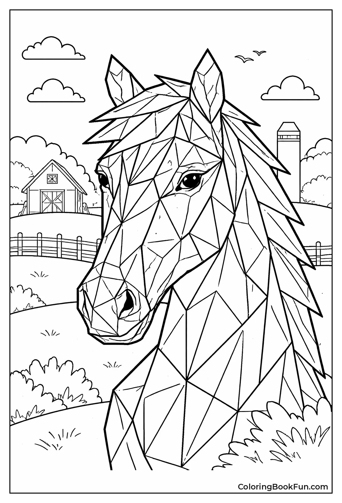 Geometric Triangle Horse Head