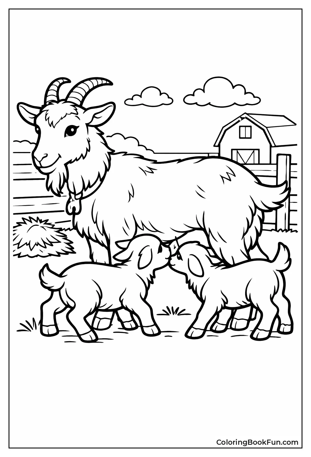 Mother Goat Nursing Kids