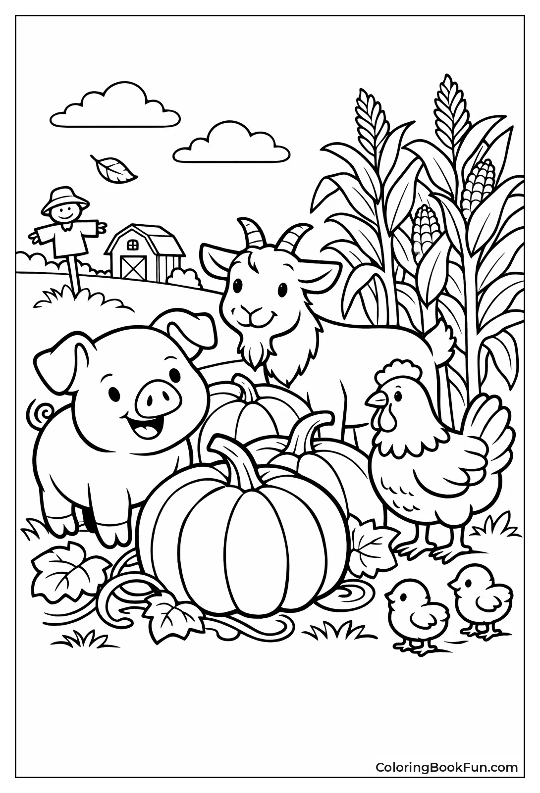 Animals Exploring Pumpkin Patch