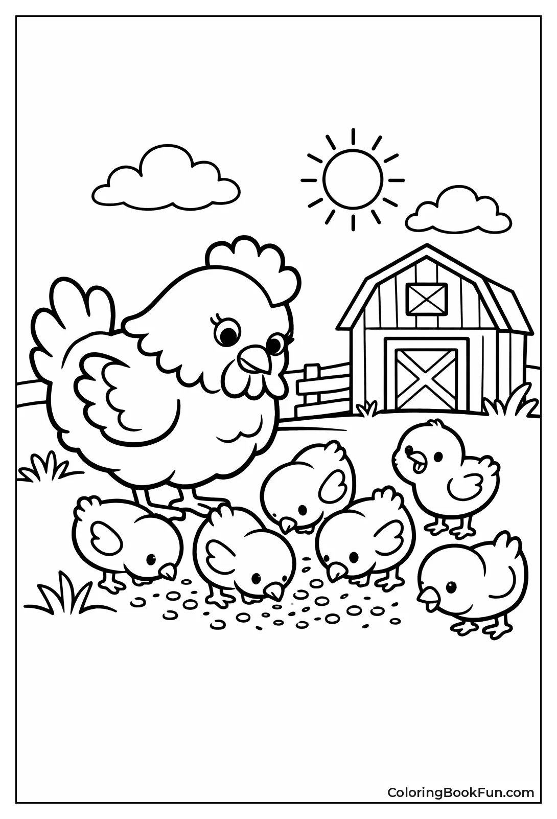 Hen Protecting her Chicks