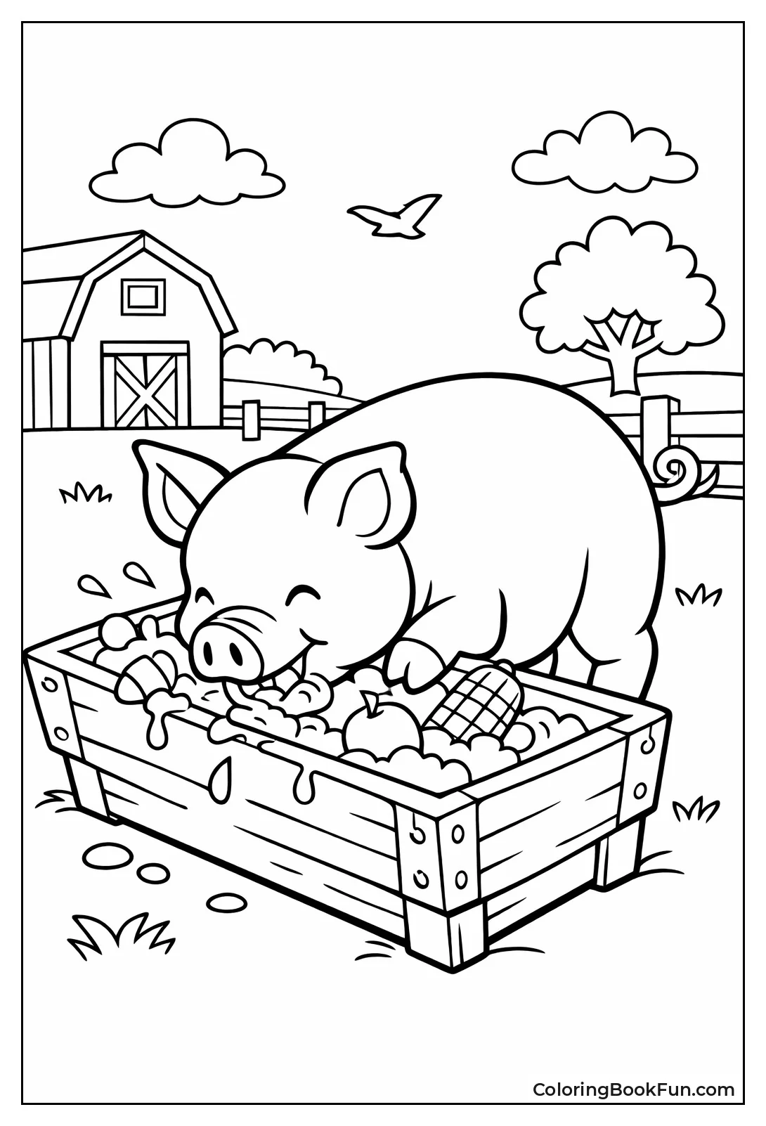 Hungry Pig Trough Feeding