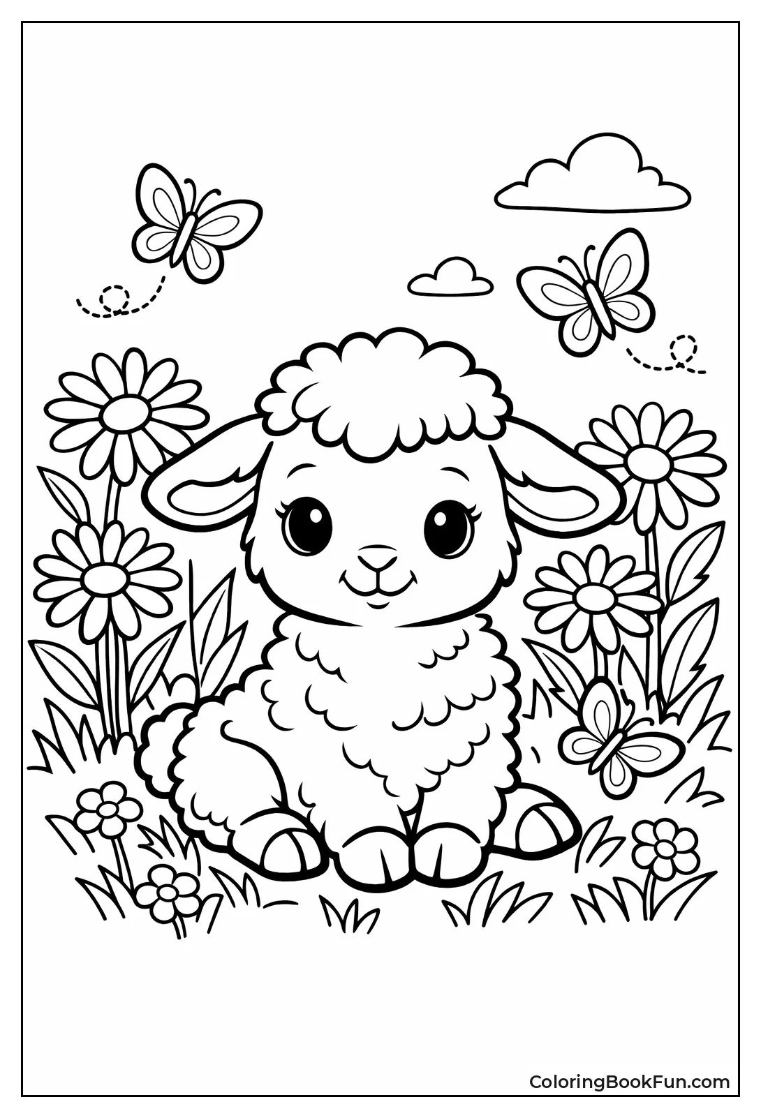 Lamb in Flower Meadow