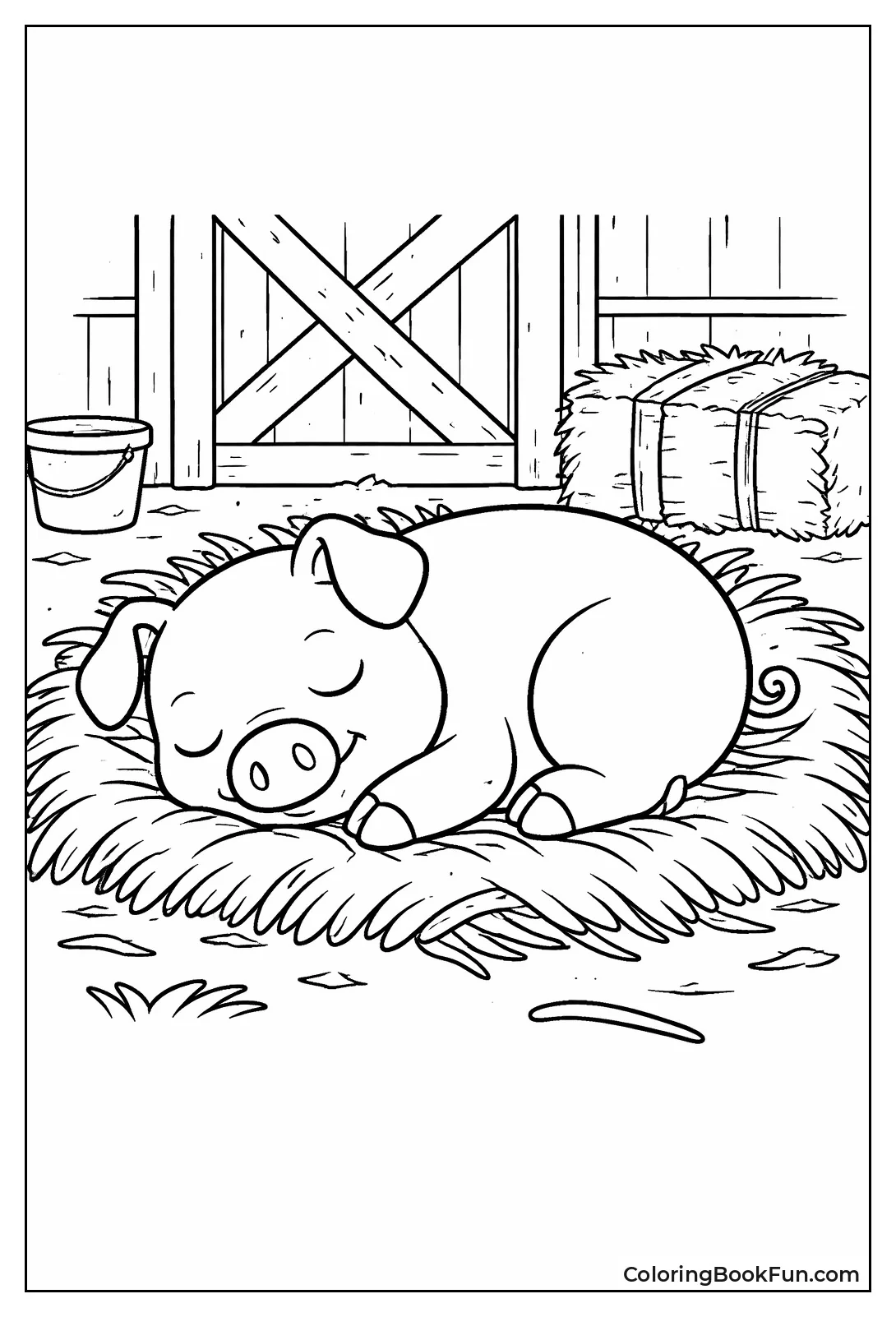 Sleeping Pig in Hay