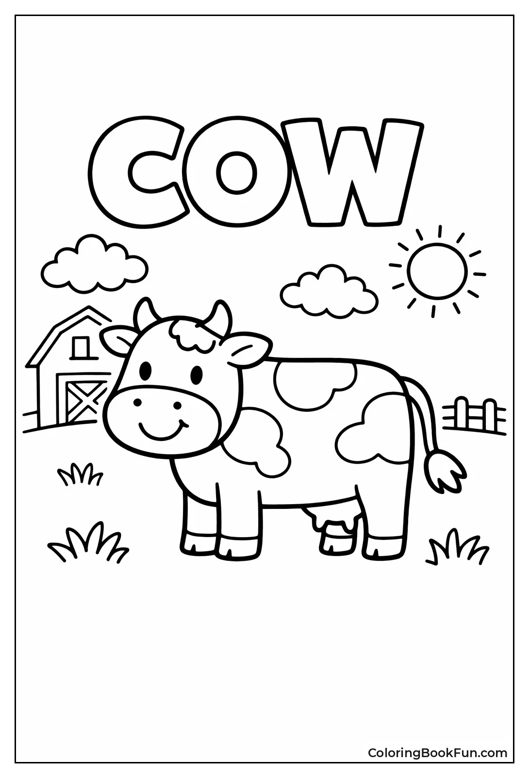 Happy Cartoon Cow Standing