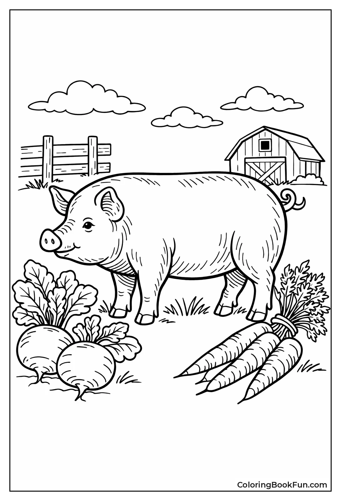 Vintage Pig with Veggies