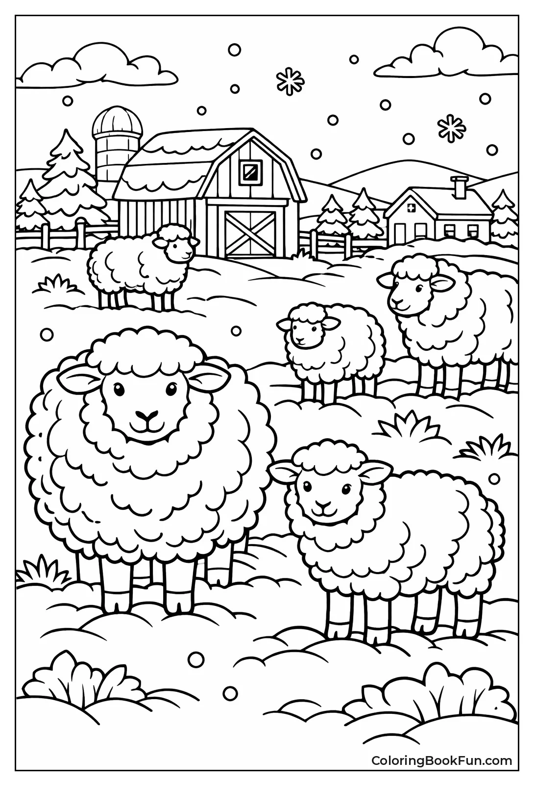 Fluffy Sheep Winter Snow