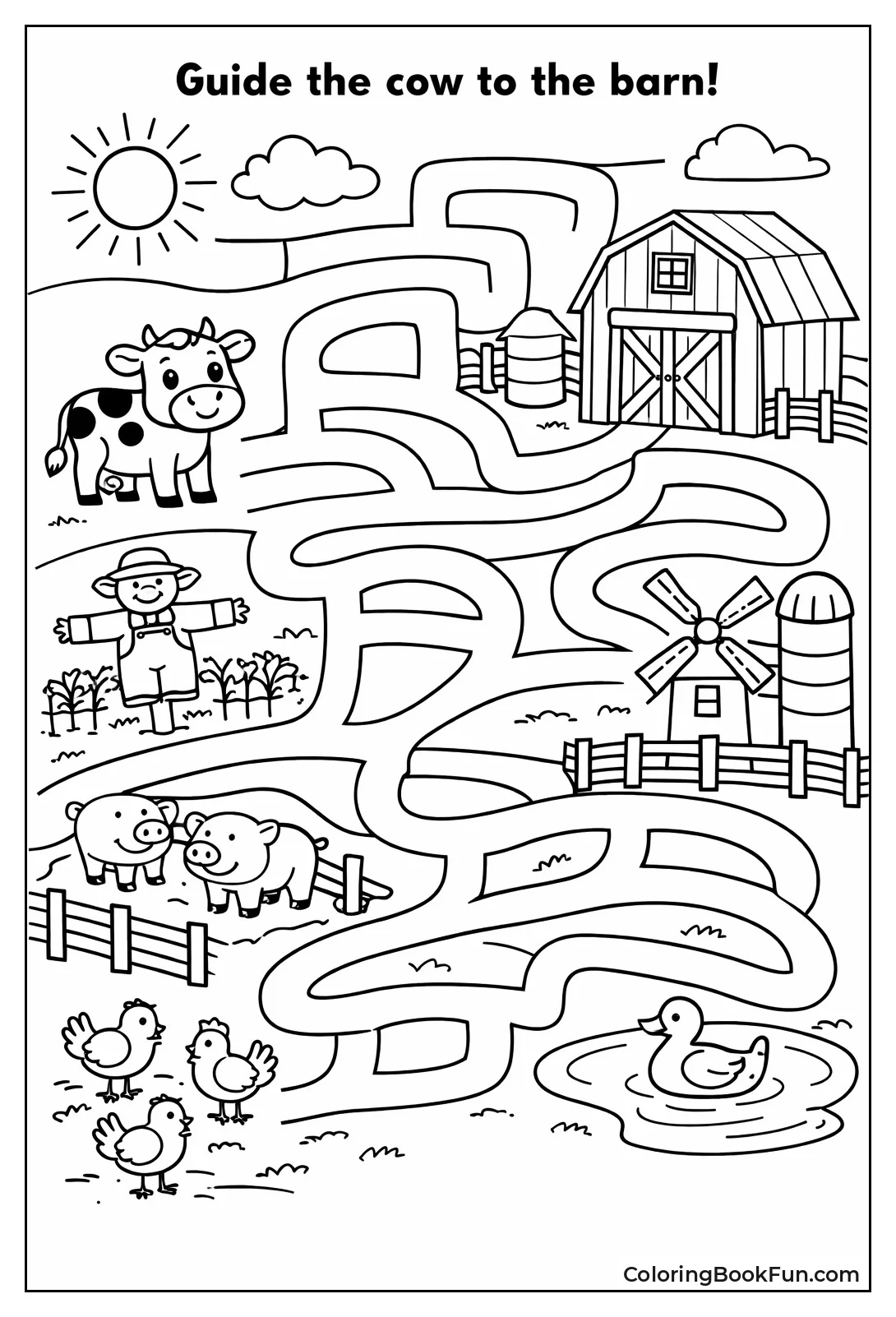 Cow Reaches Farm Barn