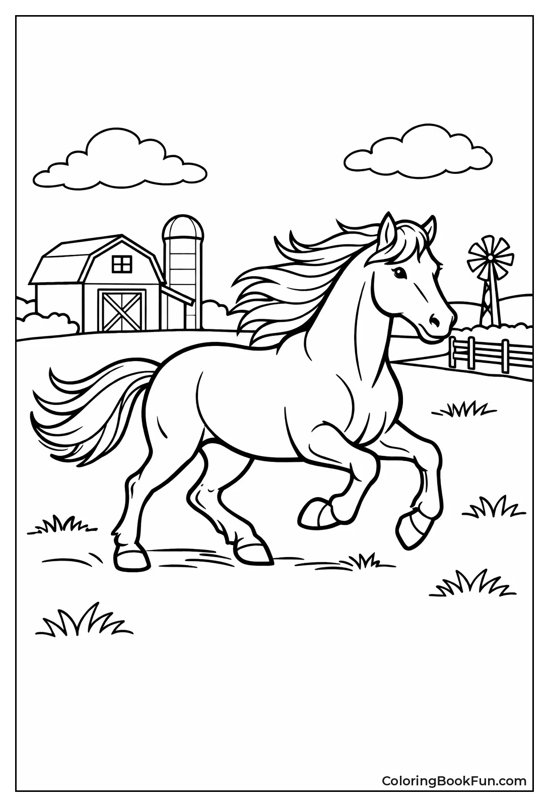 Horse Galloping in Pasture