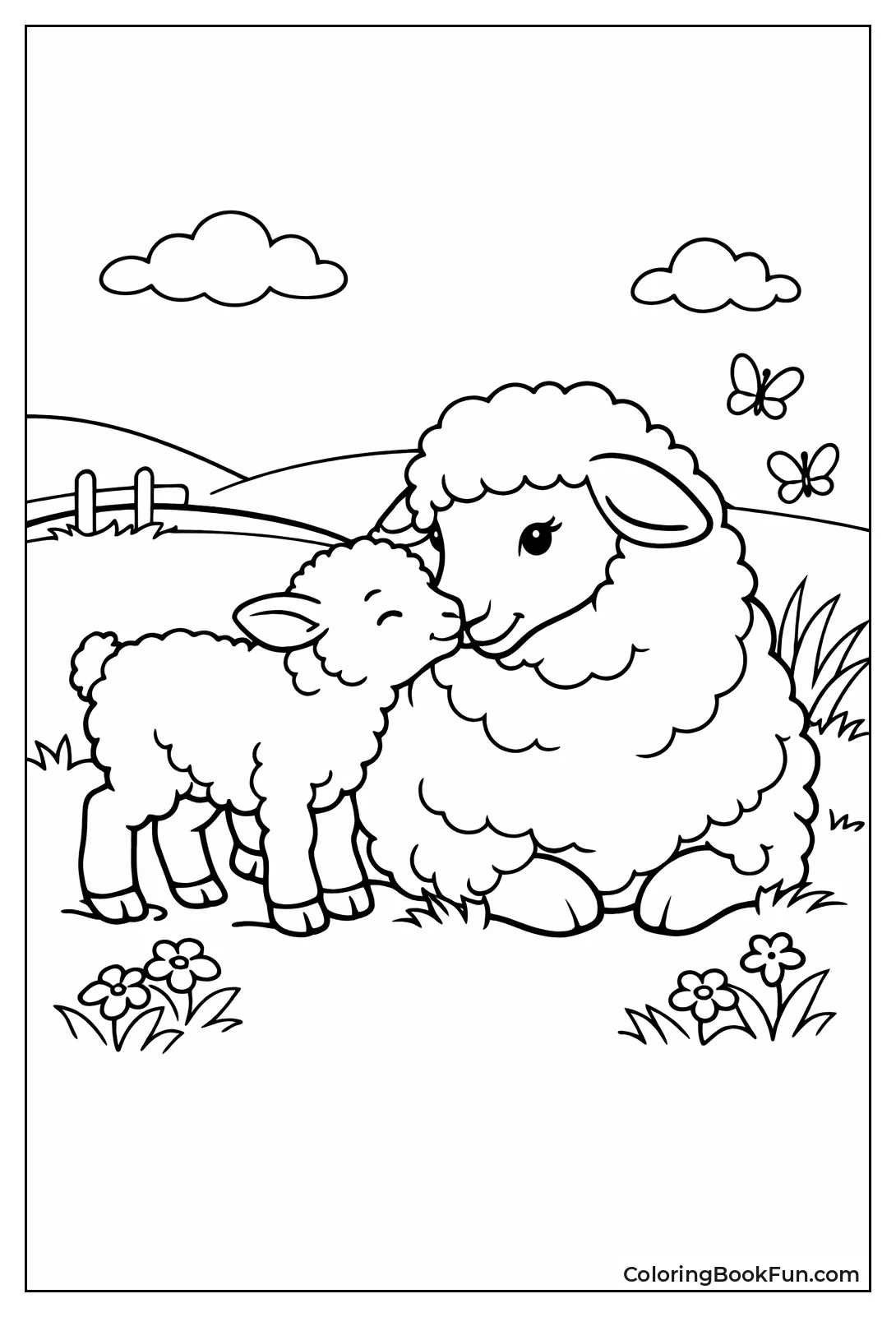 Lamb Nuzzling Mother