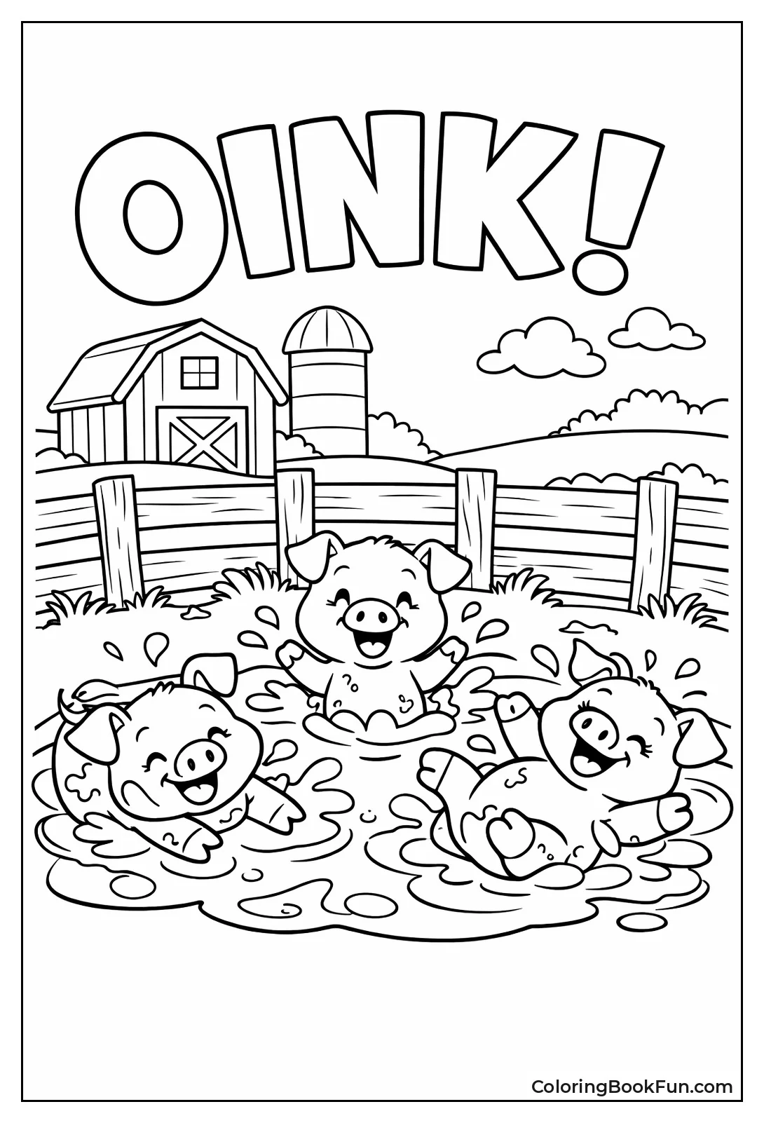 Pigs Splashing in Mud