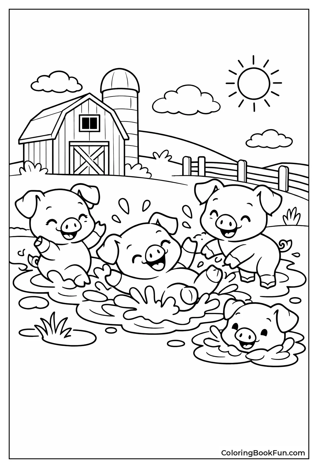 Piglets in Mud Puddle