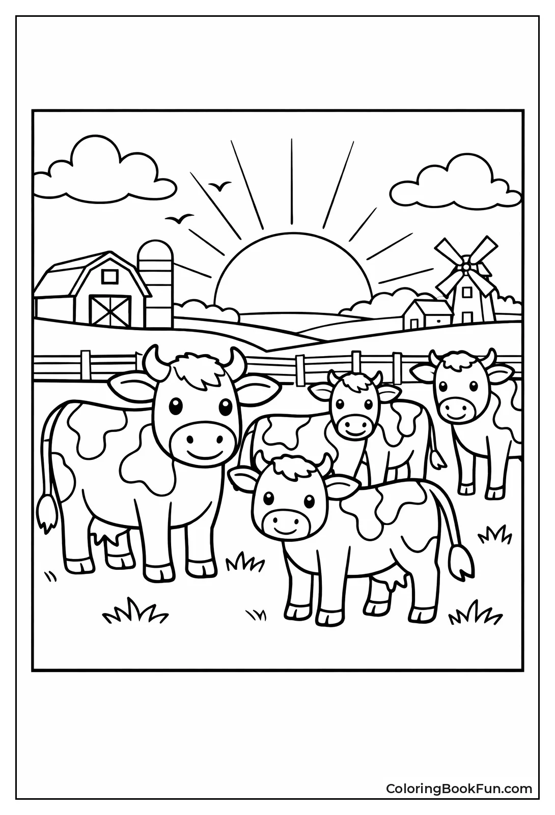 Farm Cows Silhouette Sunset