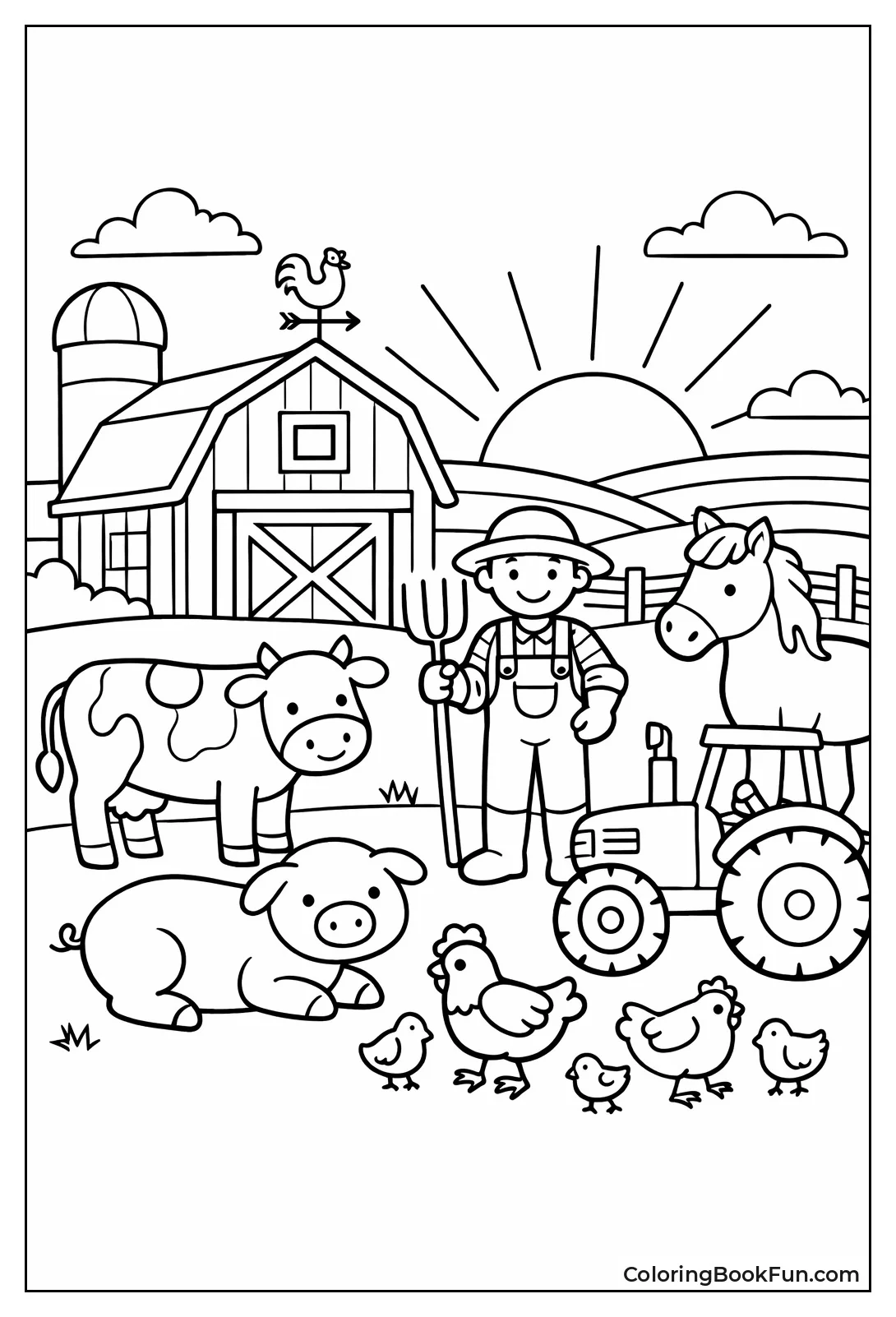 Farm Silhouette Sunset