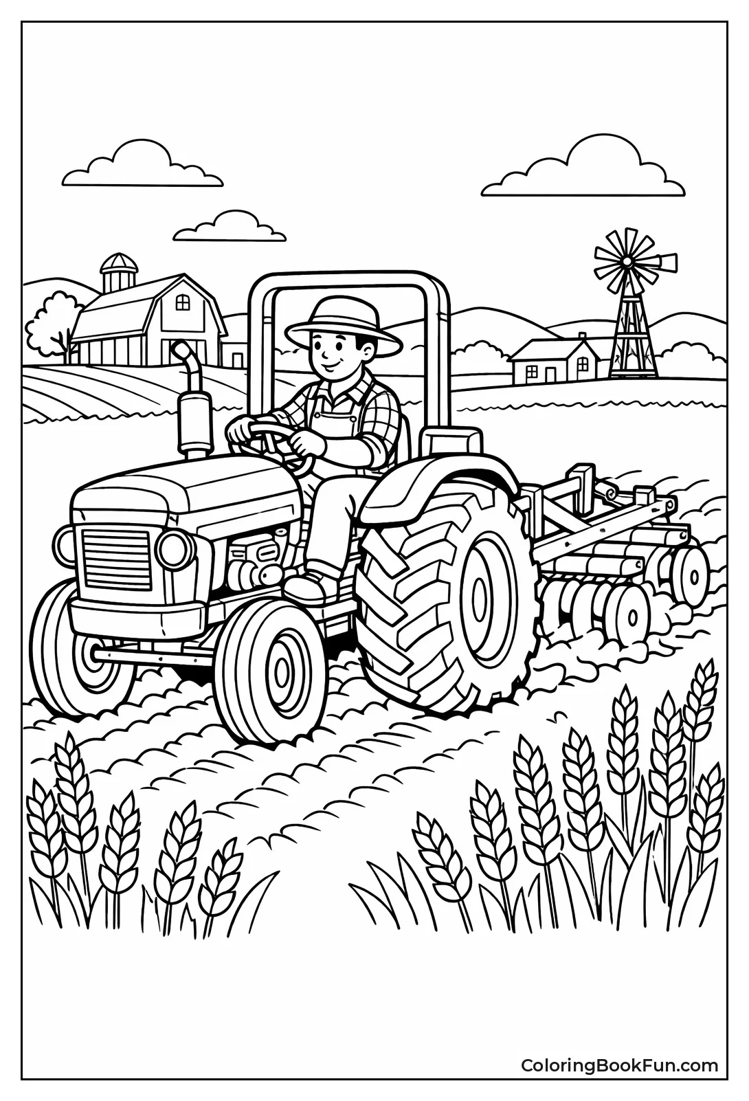 Tractor Plowing Field