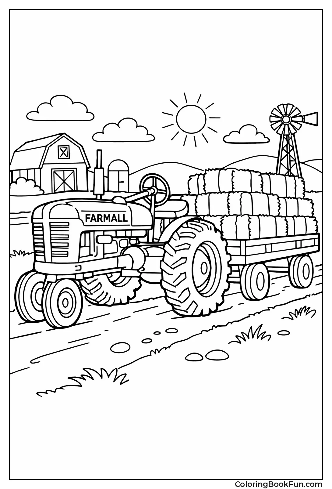 Farmall Hauling Hay Bales