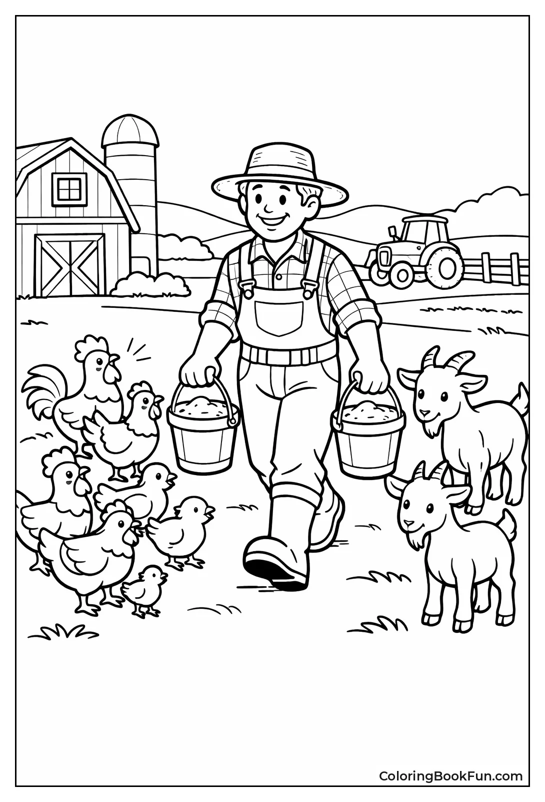 Farmer Feeding Animals
