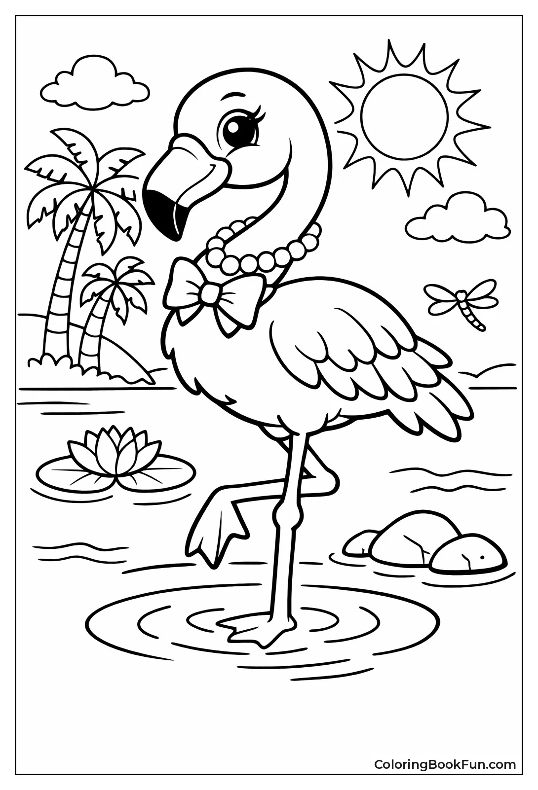 Fashionable Flamingo Wears Necklace