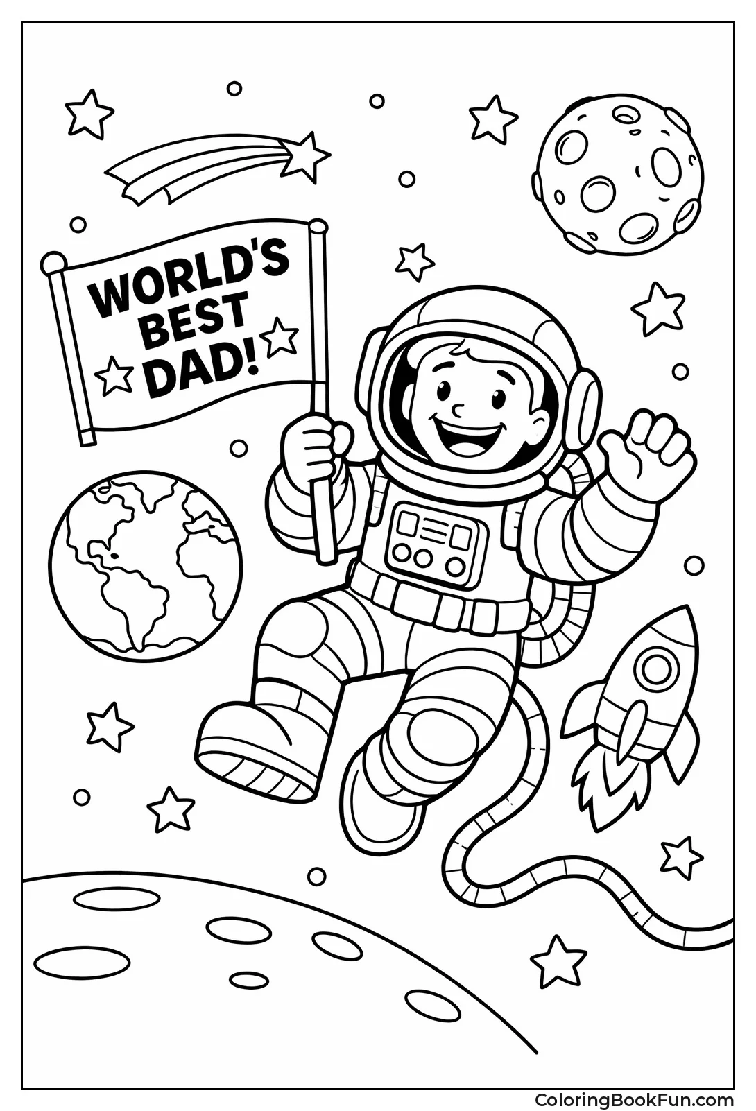 Astronaut Dad Floats in Space