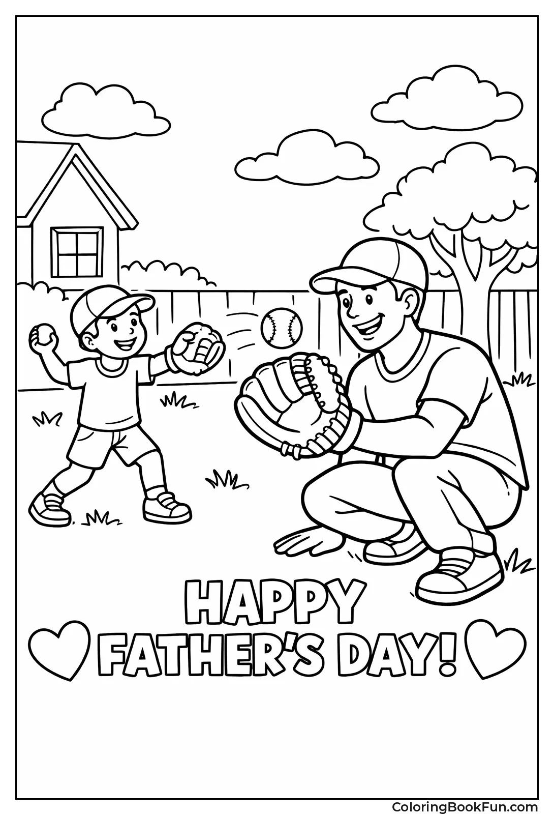 Dad Tosses Baseball with Kid