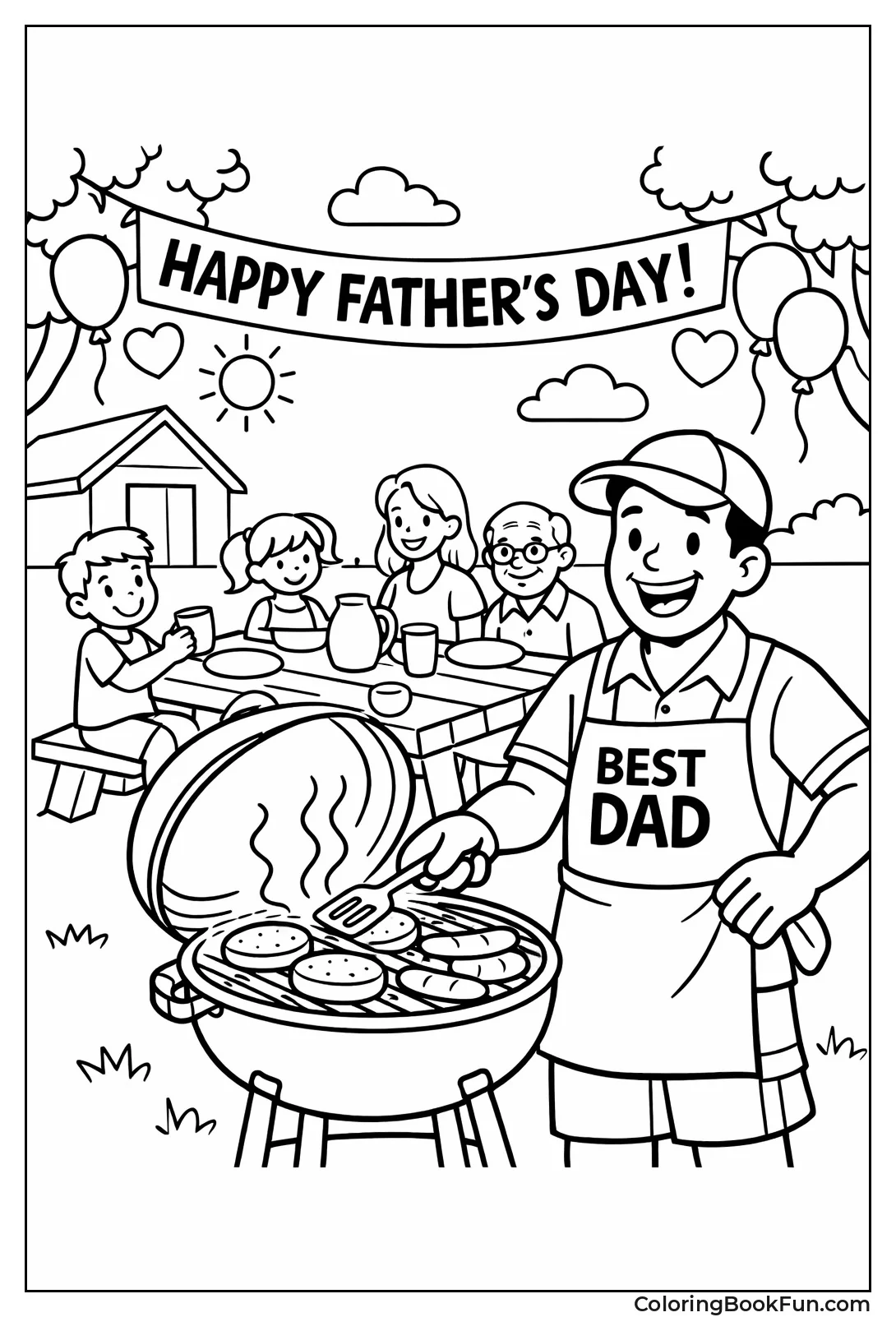 Dad Grills Burgers at Family BBQ