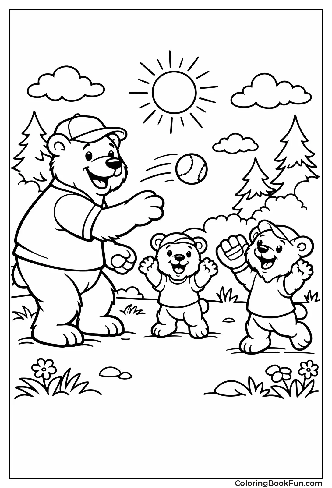 Papa Bear Plays Ball with Cubs