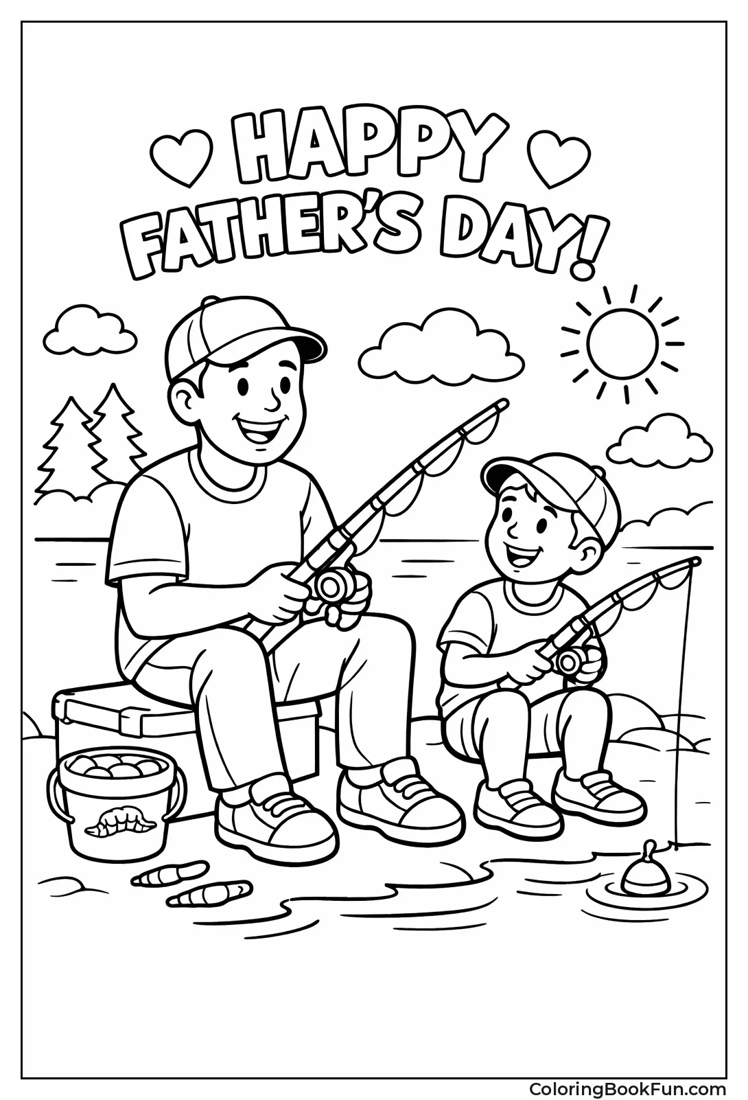 Dad Bonds with Son Fishing