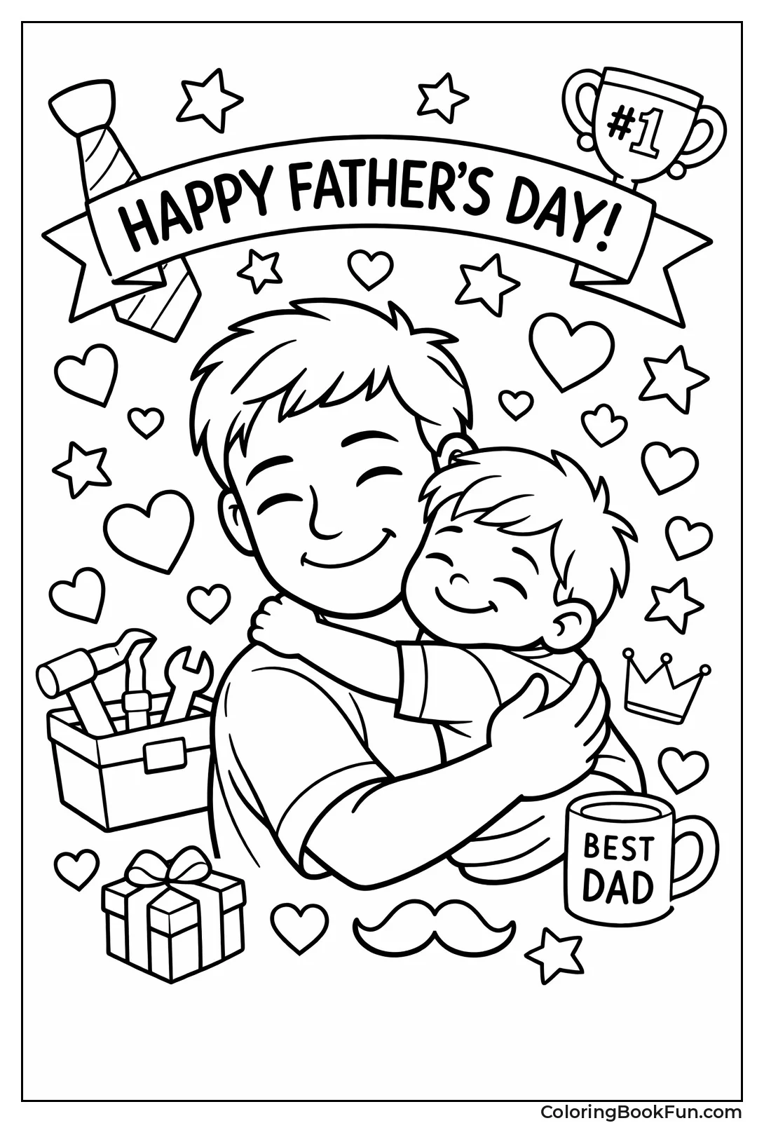 Daddy Hugs Child under Stars