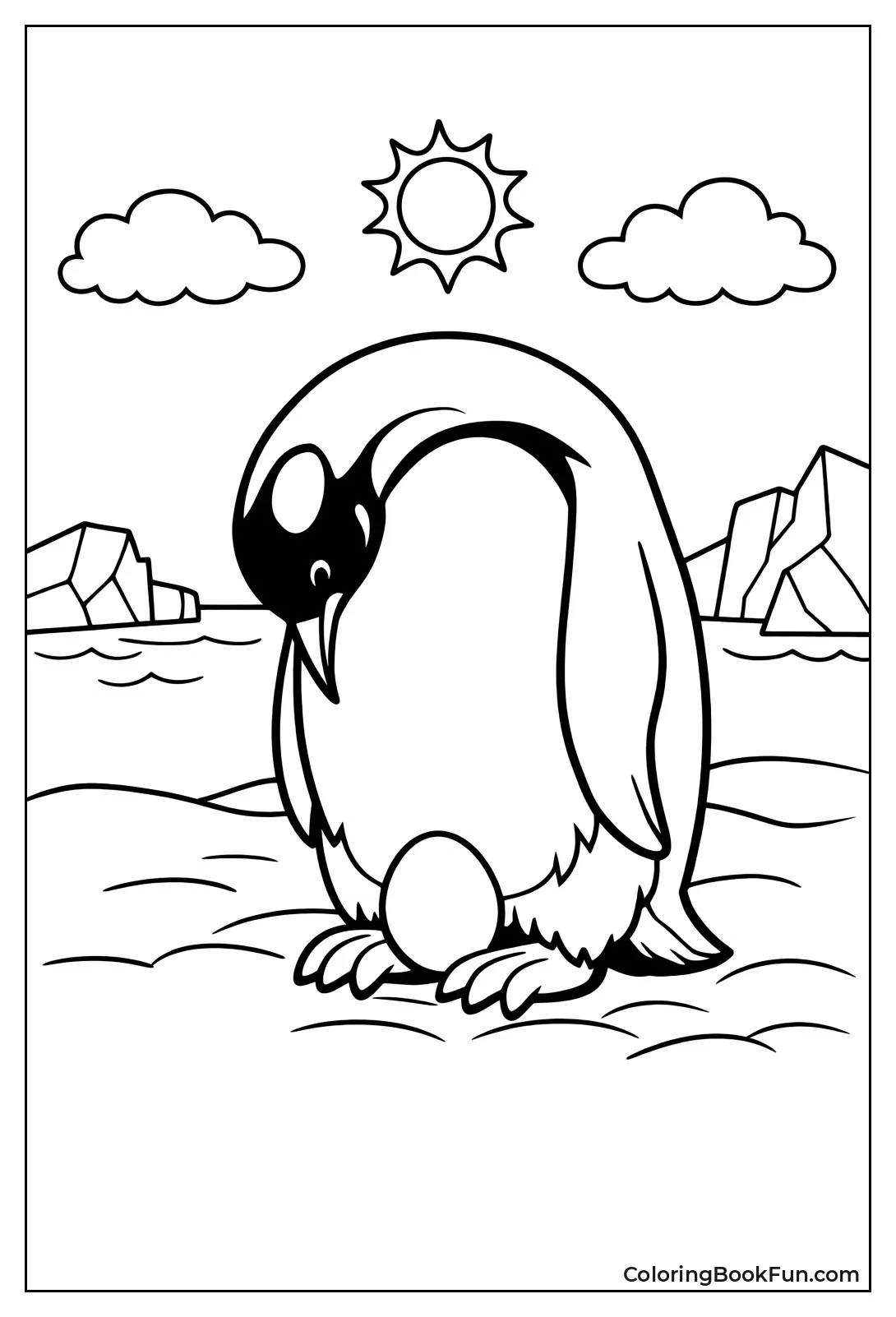 Penguin Dad Warms Egg on Ice