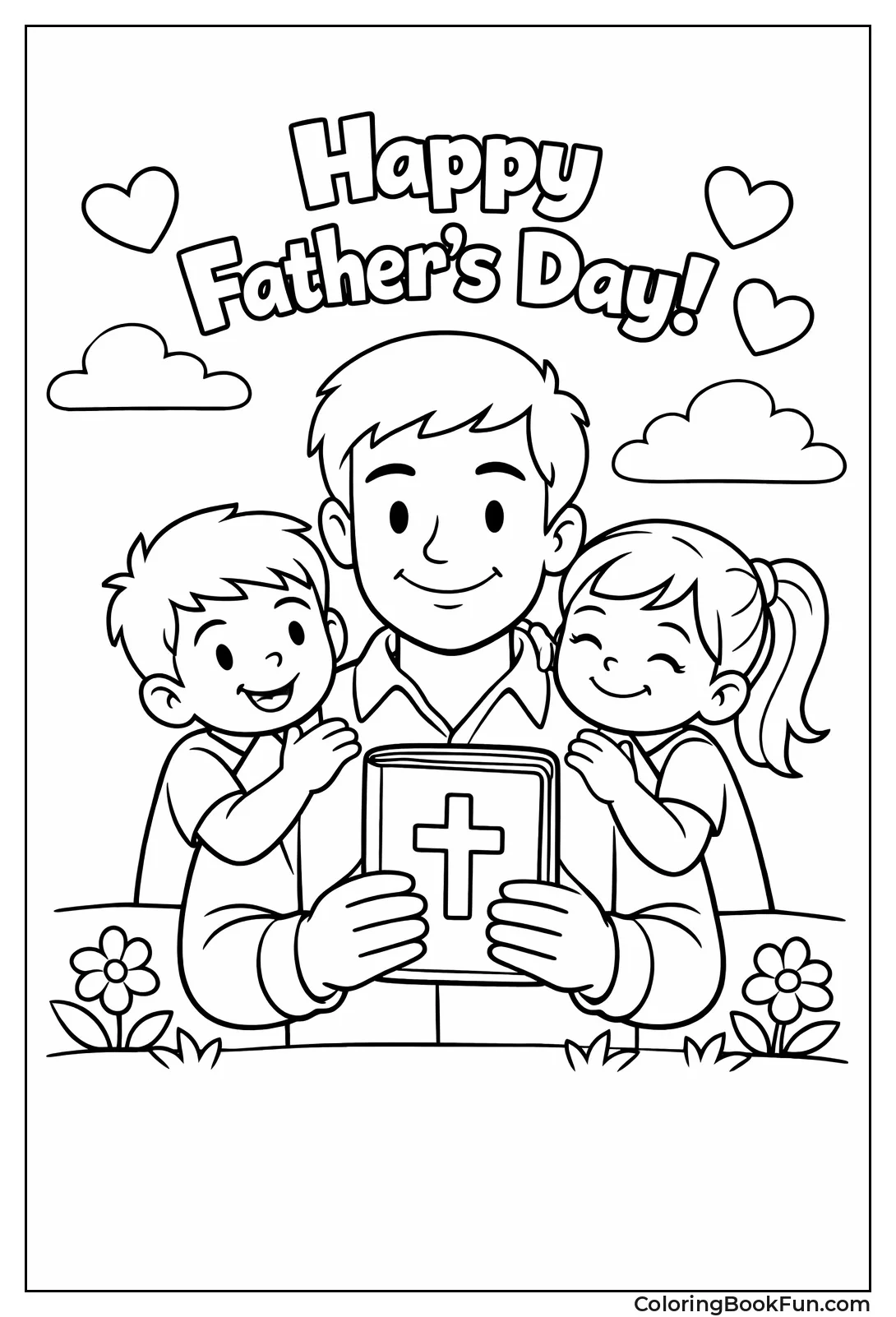 Dad Prays with His Children