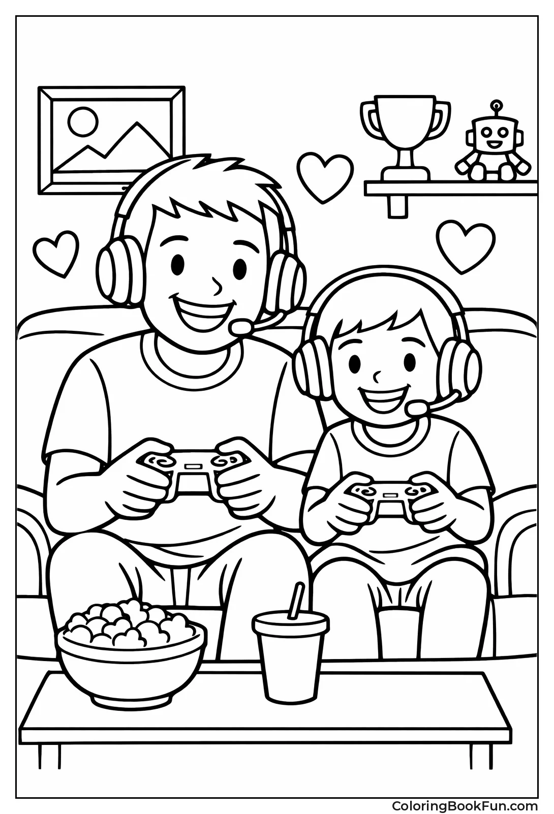Dad and Kid Play Video Games