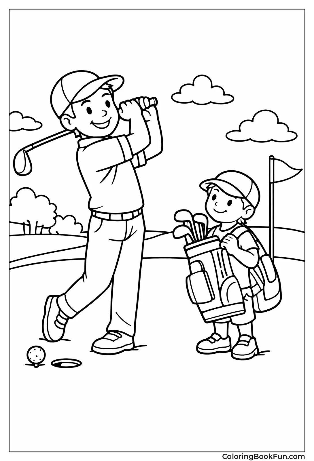Dad Golfs with Kid Caddy