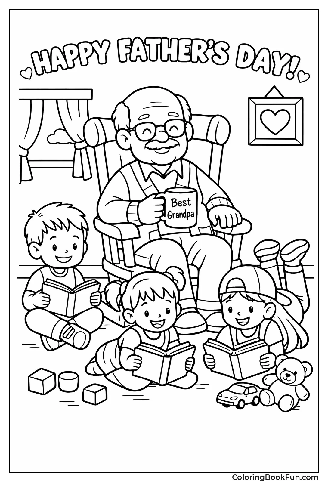 Grandpa Rocks with Grandkids Reading