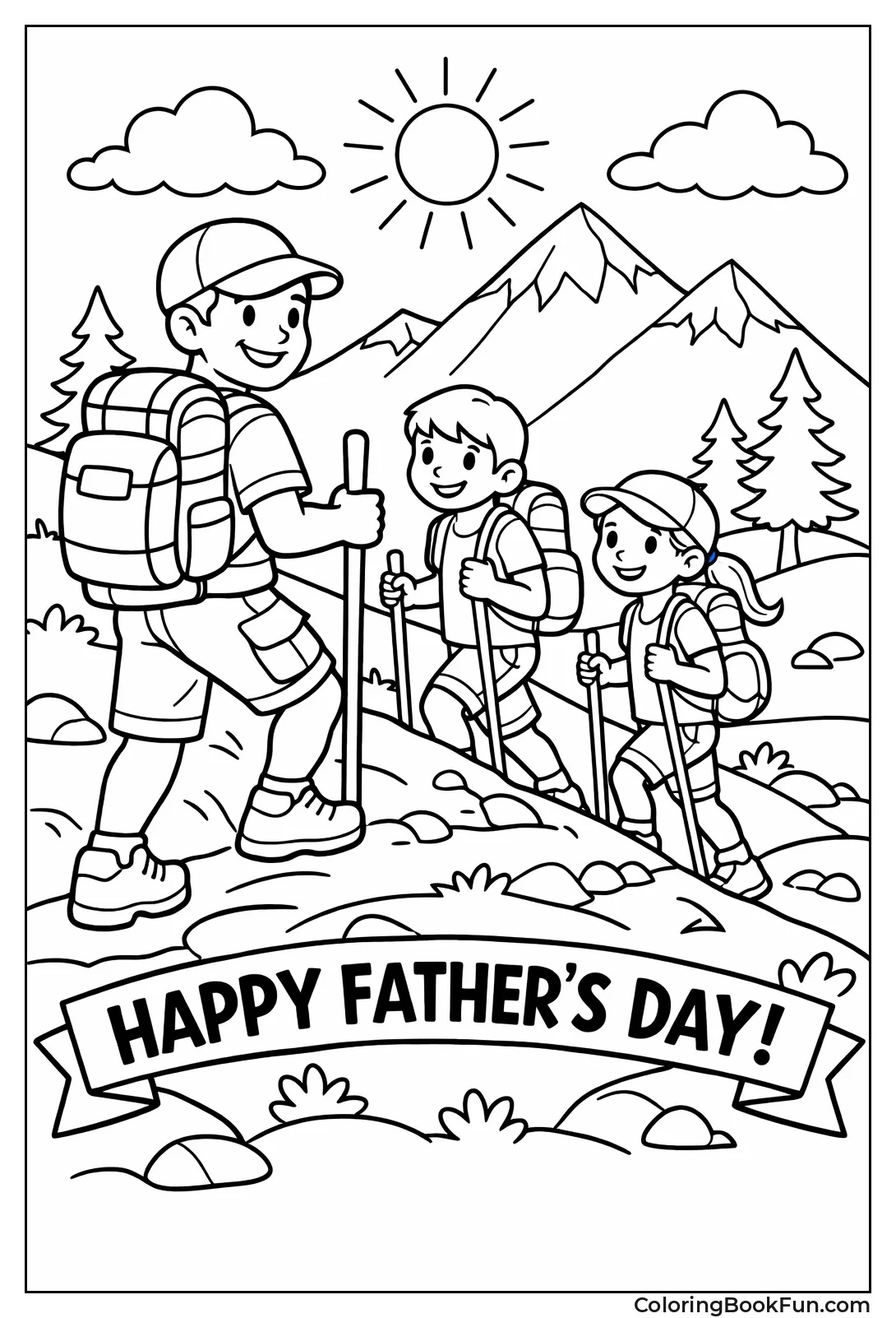 Dad Leads Family Mountain Hike